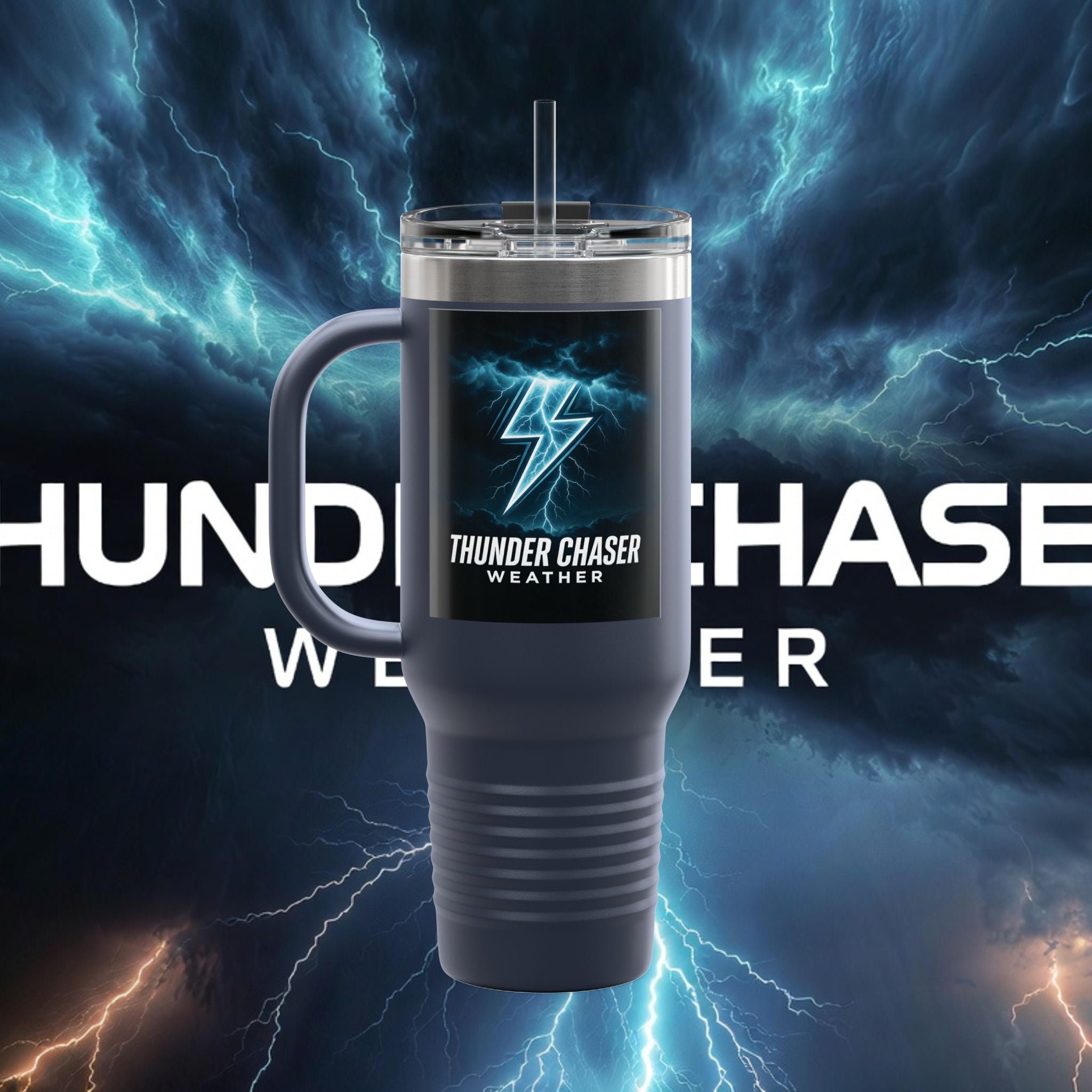 Thunder Chaser Weather 40oz Insulated Travel Mug — Storm Logo Tumbler
