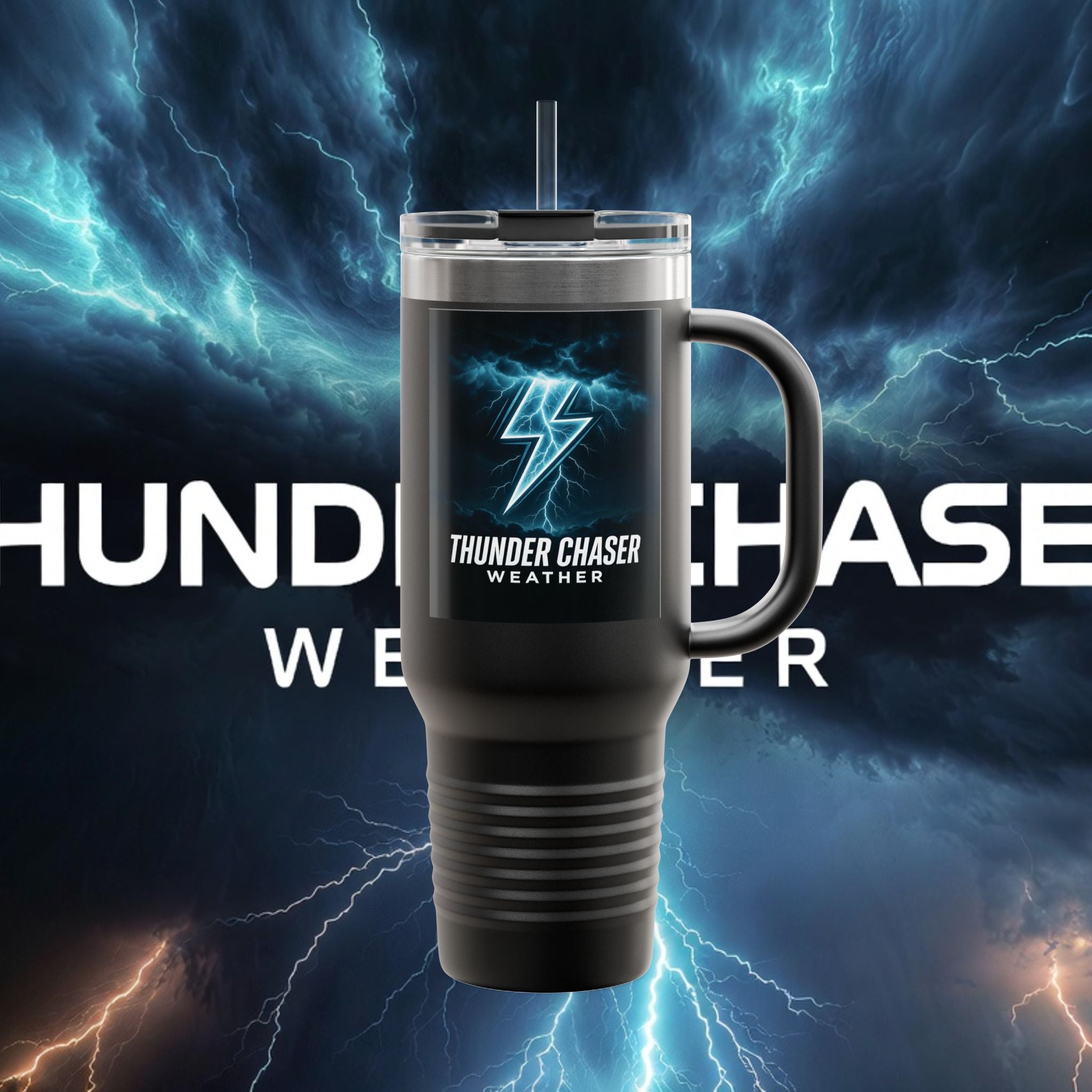 Thunder Chaser Weather 40oz Insulated Travel Mug — Storm Logo Tumbler