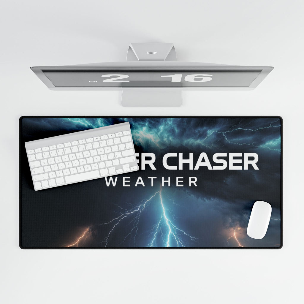 Thunder Chaser Weather Desk Mat — Lightning Storm Gaming/Work Mouse Pad