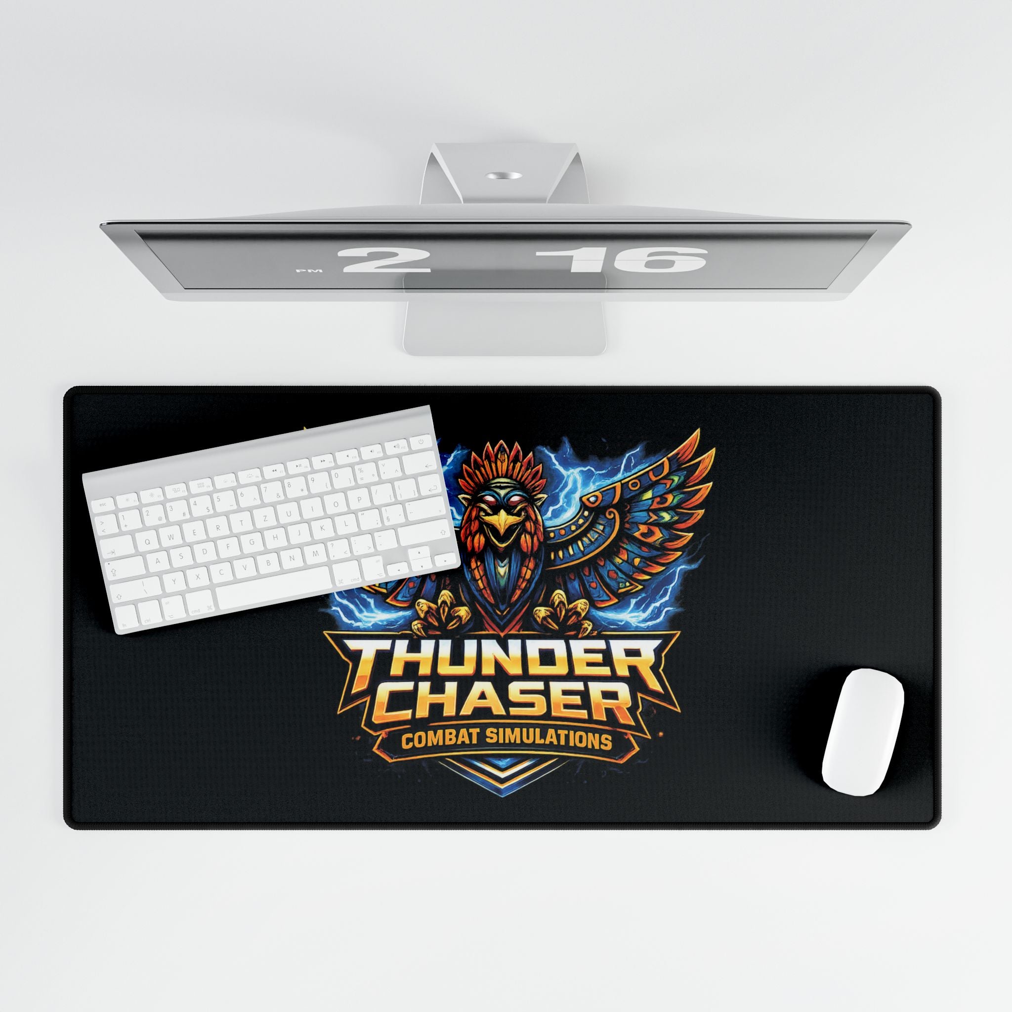 Thunder Chaser Combat Simulations Desk Mat | Thunderbird Gaming Mouse Pad 31.5×15.5"