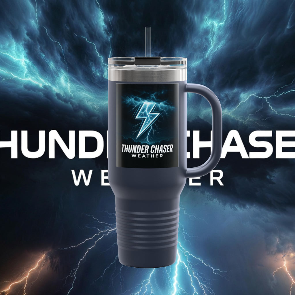 Thunder Chaser Weather 40oz Insulated Travel Mug — Storm Logo Tumbler