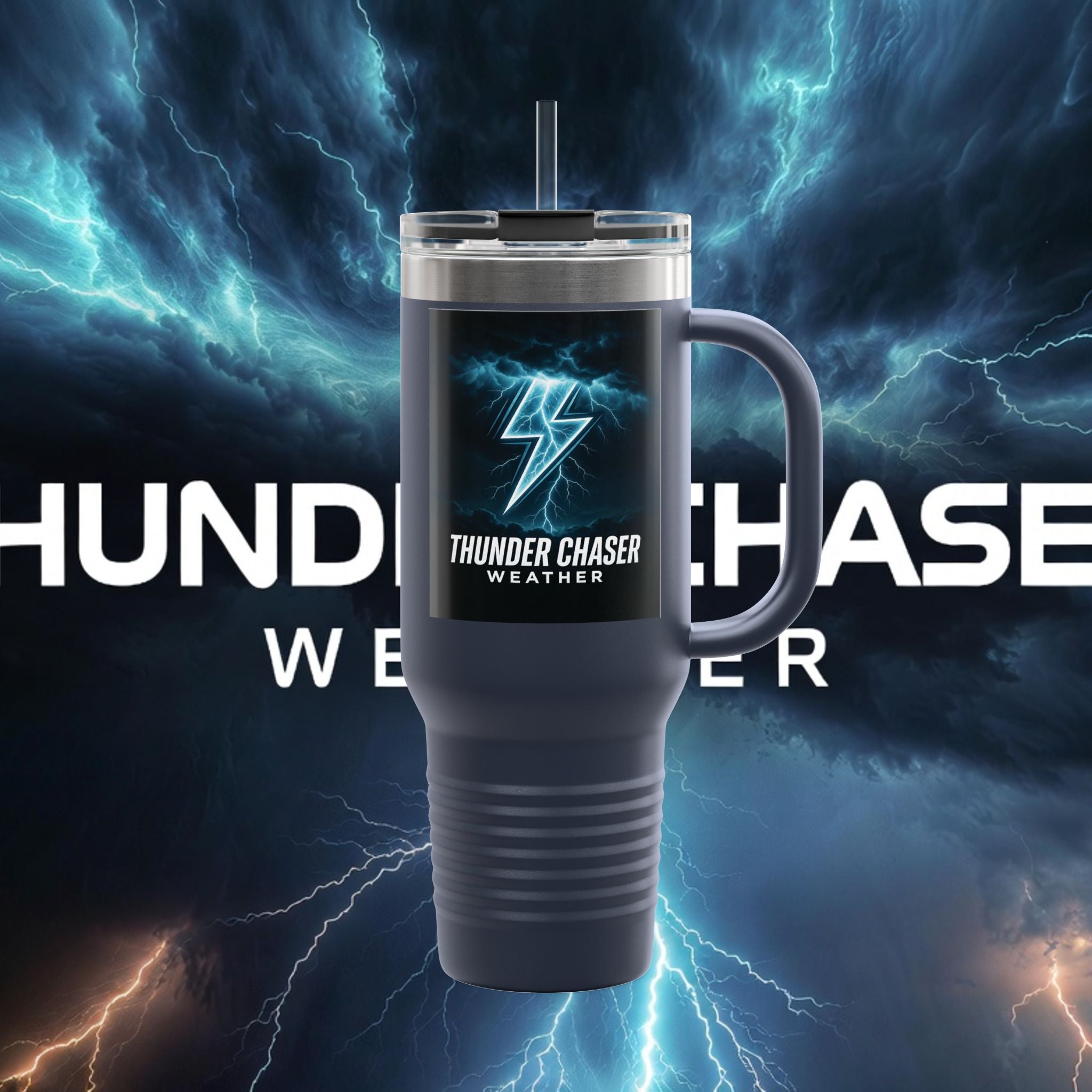 Thunder Chaser Weather 40oz Insulated Travel Mug — Storm Logo Tumbler