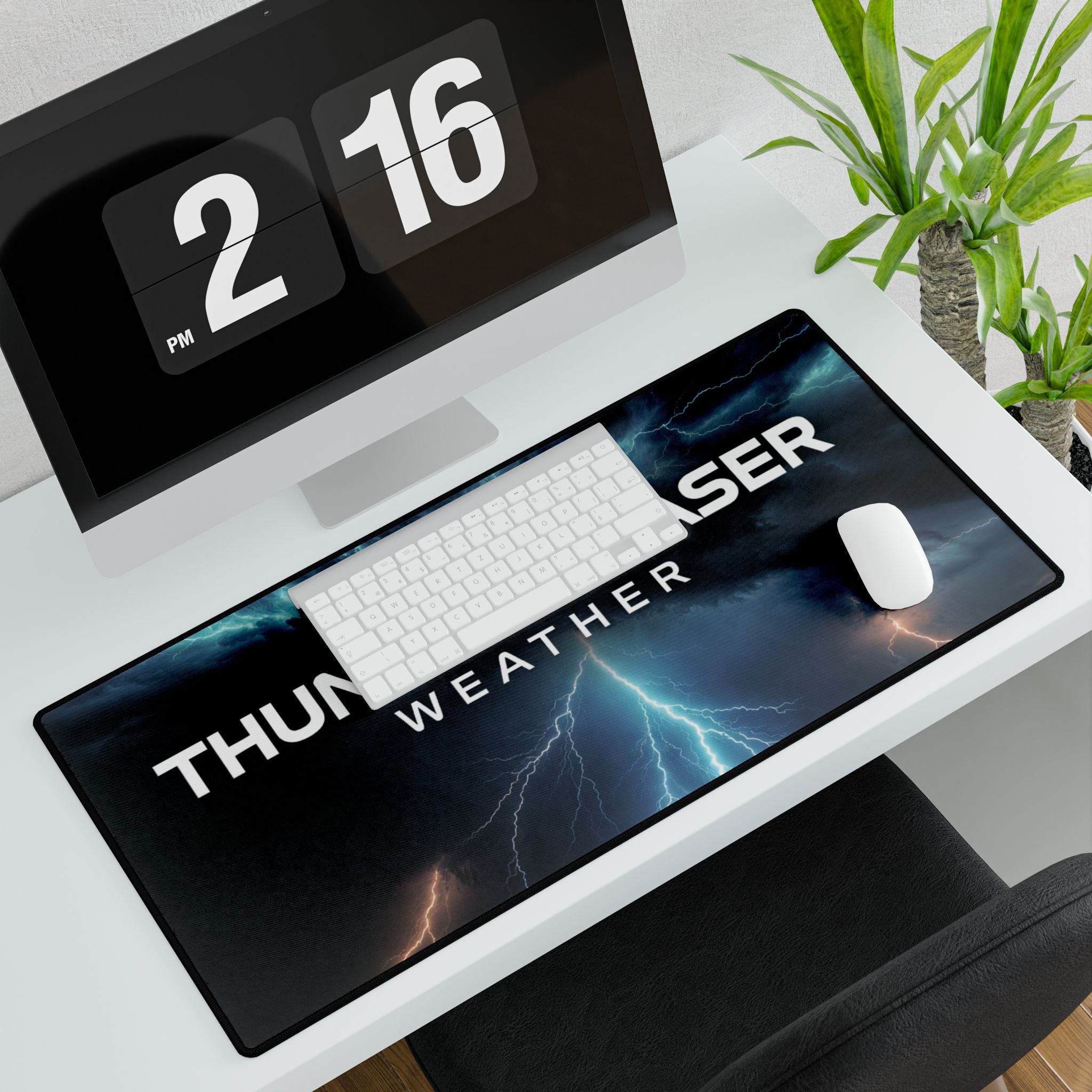 Thunder Chaser Weather Desk Mat — Lightning Storm Gaming/Work Mouse Pad