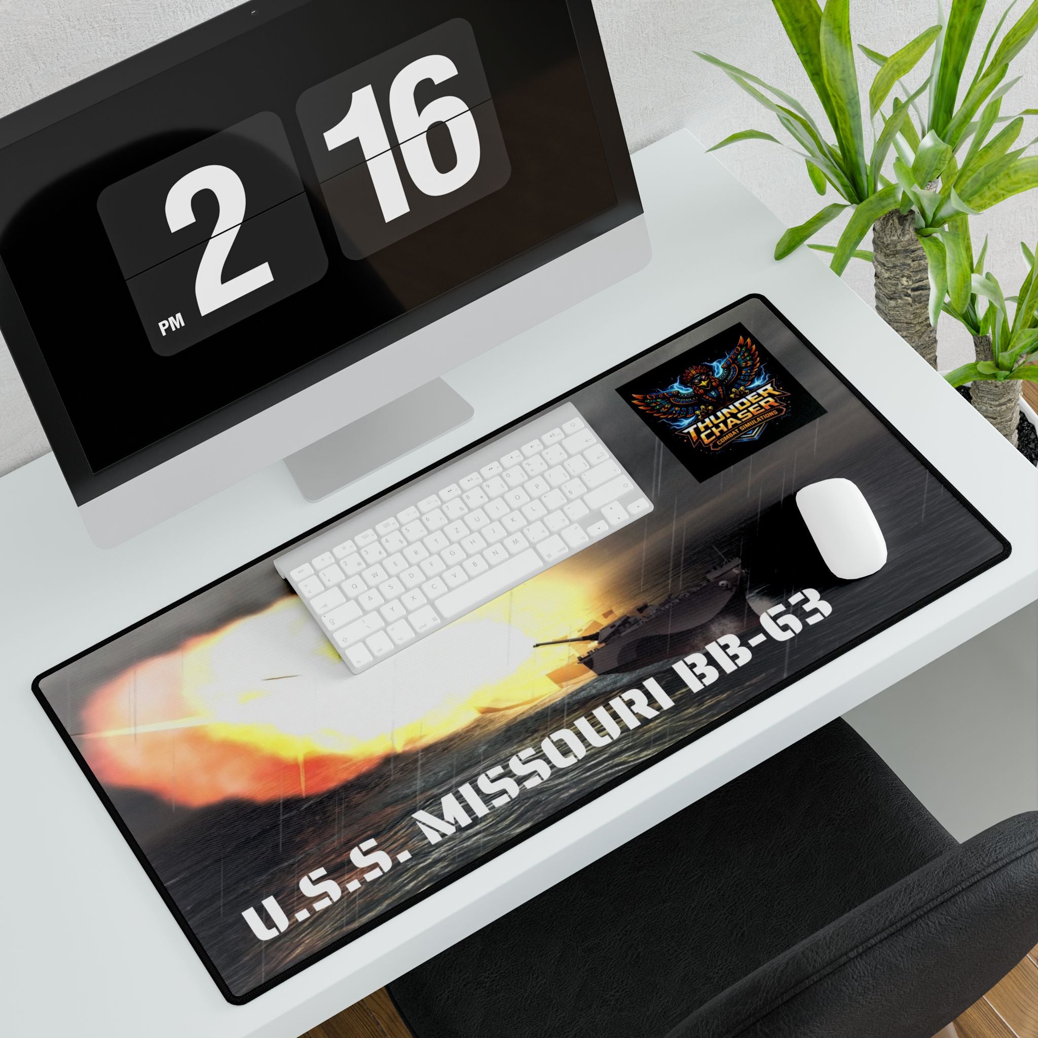 USS Missouri BB-63 Battleship Desk Mat – Thunder Chaser Combat Simulation Gaming Mouse Pad