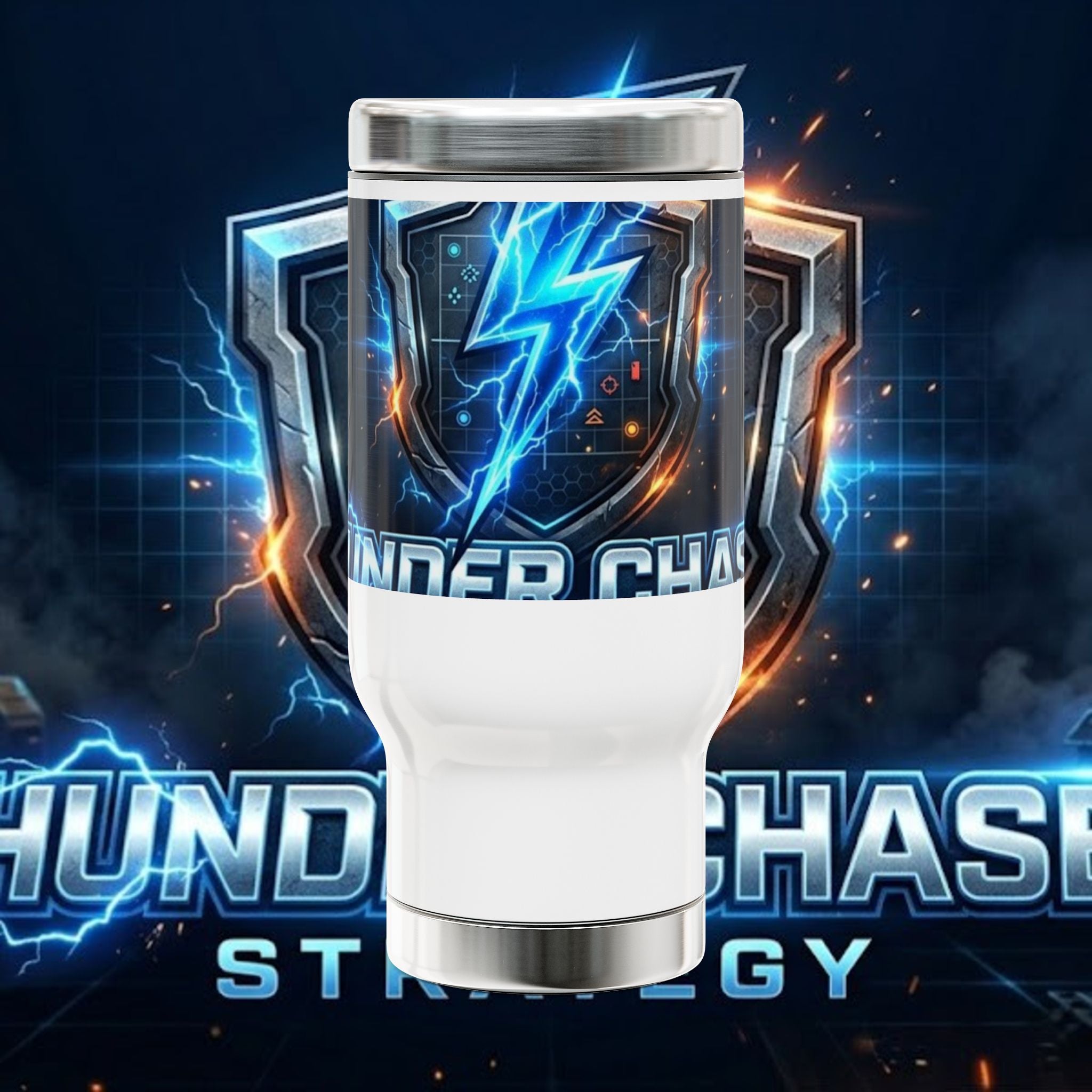 Thunder Chaser Strategy Travel Mug | 14oz Stainless Steel with Handle
