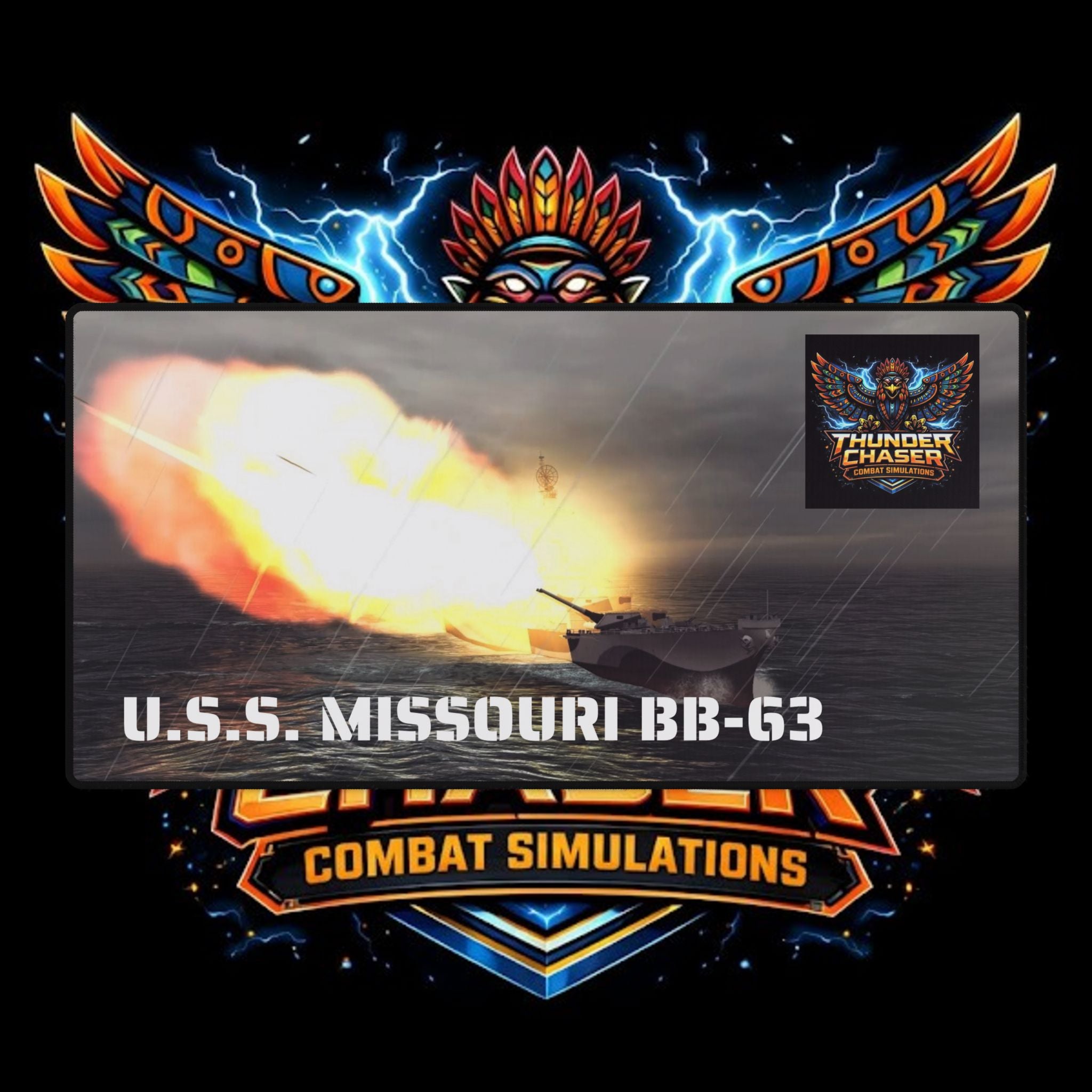 USS Missouri BB-63 Battleship Desk Mat – Thunder Chaser Combat Simulation Gaming Mouse Pad