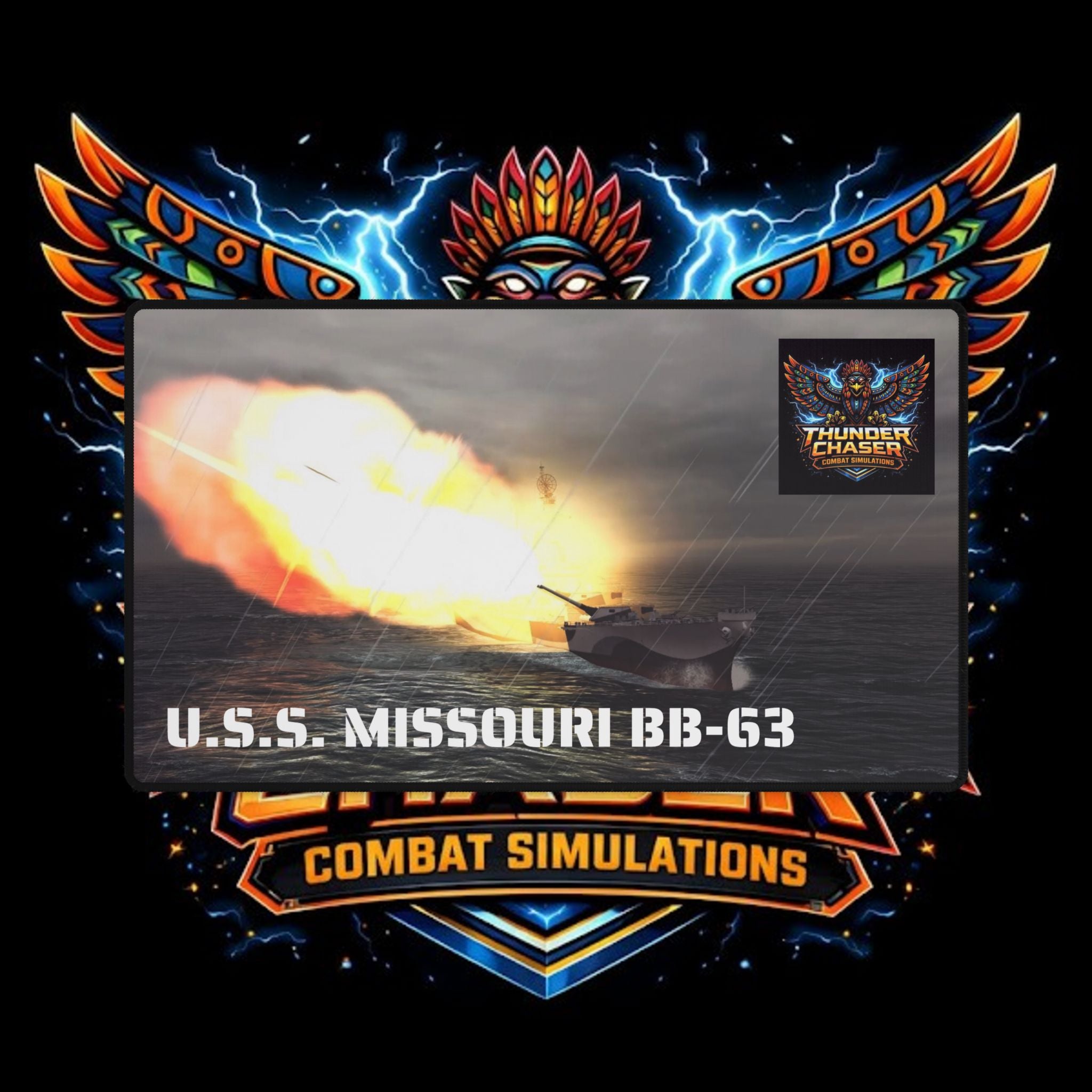 USS Missouri BB-63 Battleship Desk Mat – Thunder Chaser Combat Simulation Gaming Mouse Pad