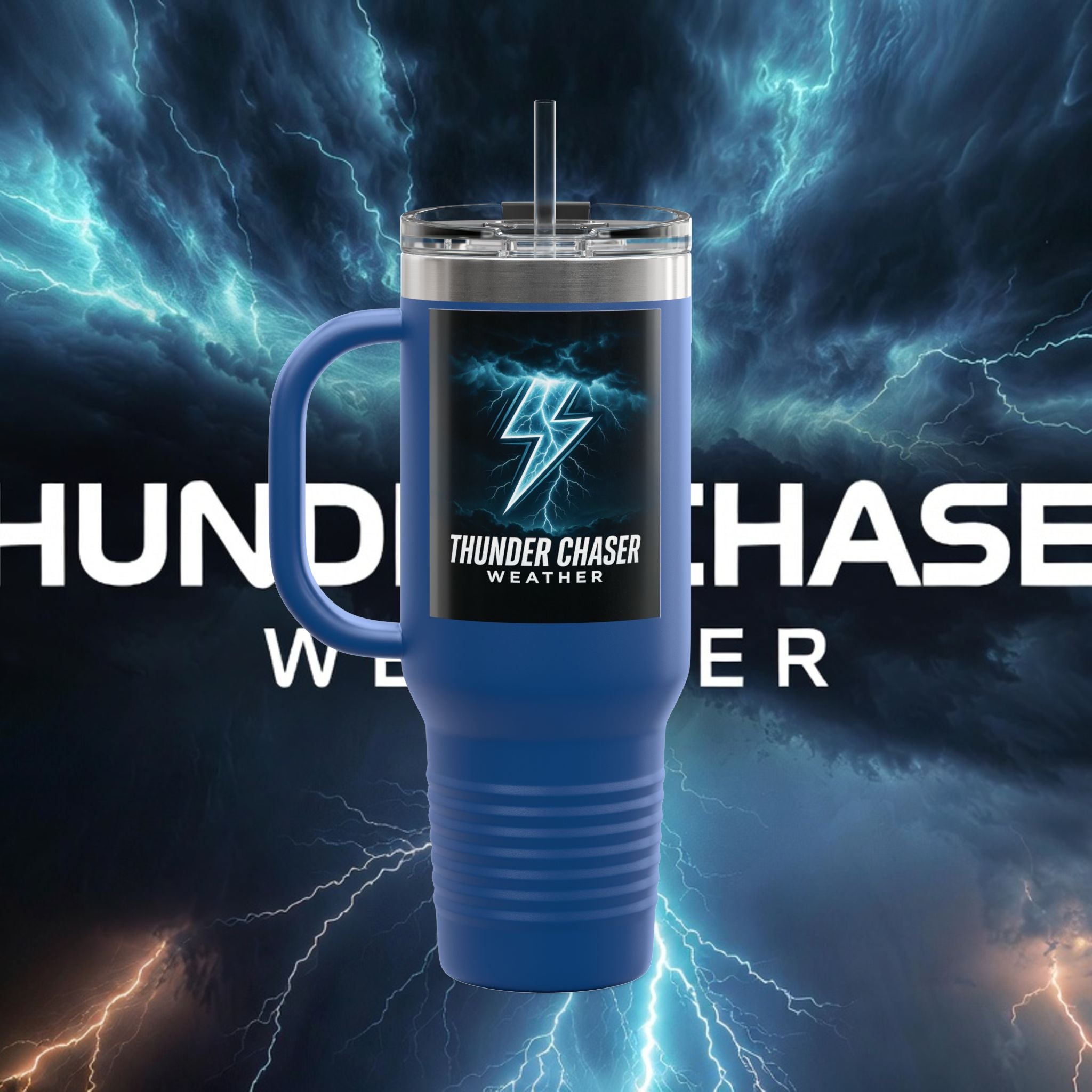 Thunder Chaser Weather 40oz Insulated Travel Mug — Storm Logo Tumbler
