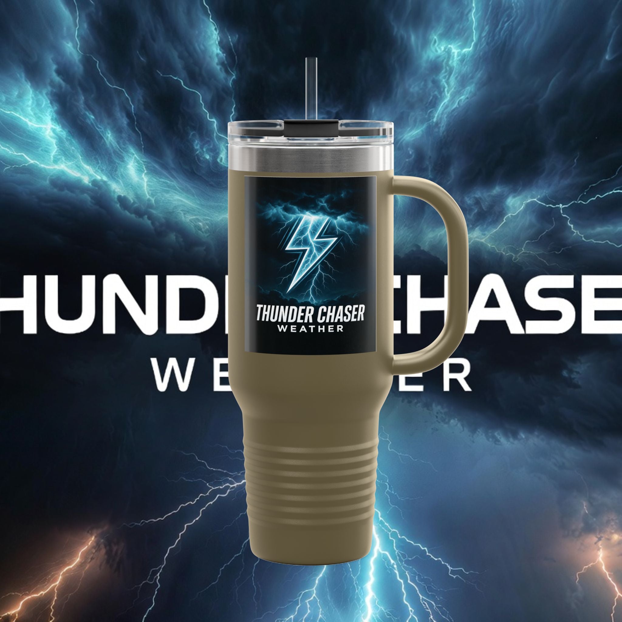 Thunder Chaser Weather 40oz Insulated Travel Mug — Storm Logo Tumbler