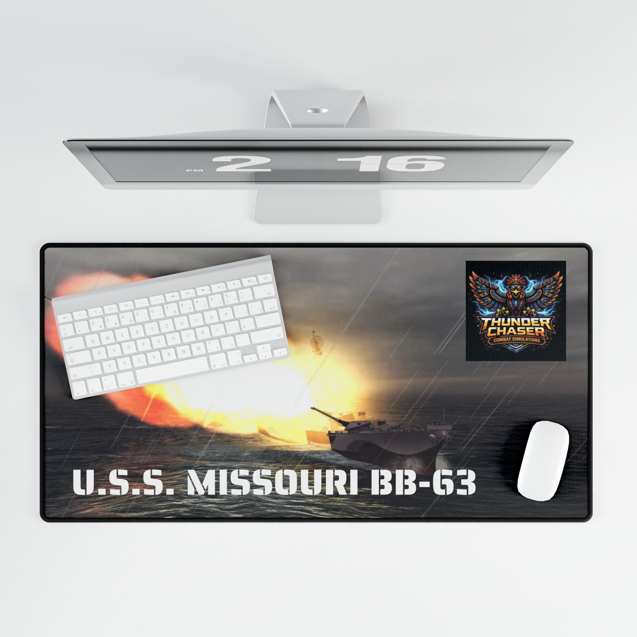 USS Missouri BB-63 Battleship Desk Mat – Thunder Chaser Combat Simulation Gaming Mouse Pad