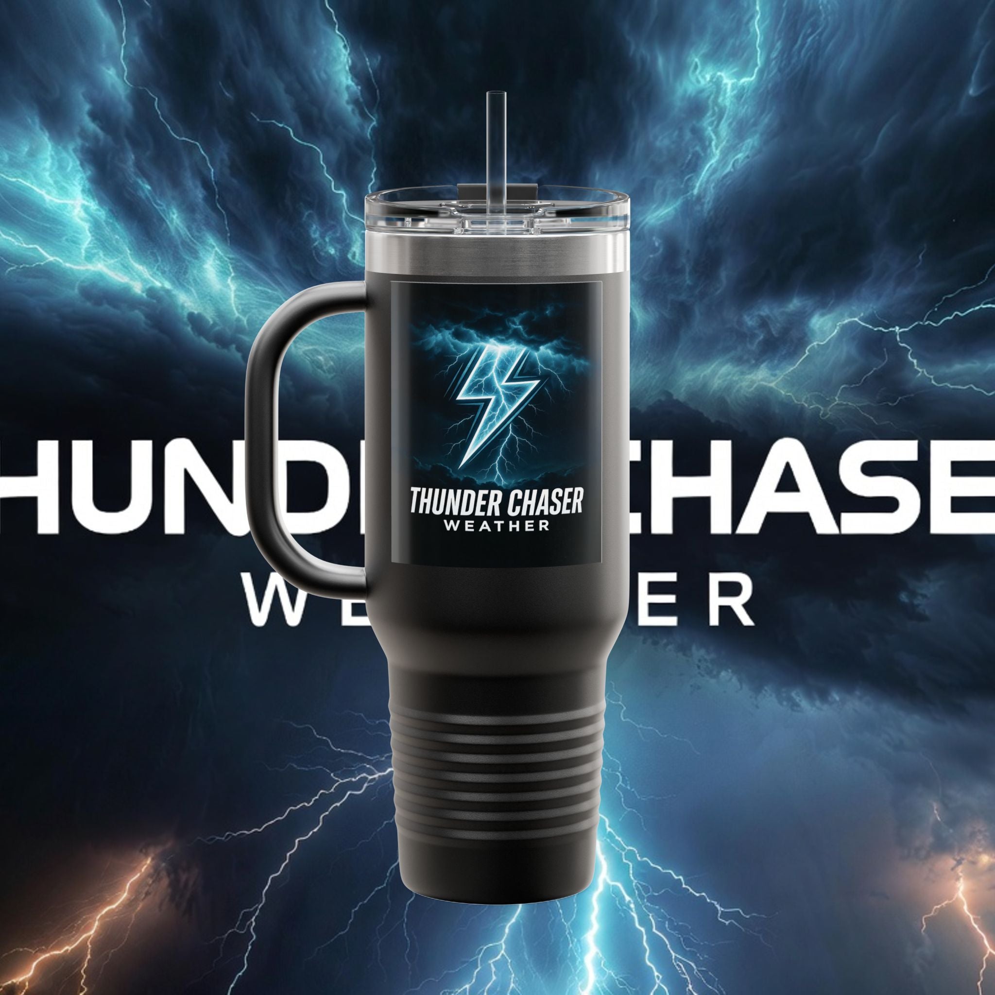 Thunder Chaser Weather 40oz Insulated Travel Mug — Storm Logo Tumbler